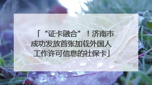 “证卡融合”！济南市成功发放首张加载外国人工作许可信息的社保卡