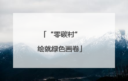 “零碳村” 绘就绿色画卷