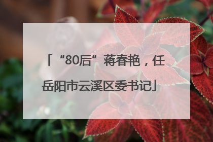“80后”蒋春艳，任岳阳市云溪区委书记