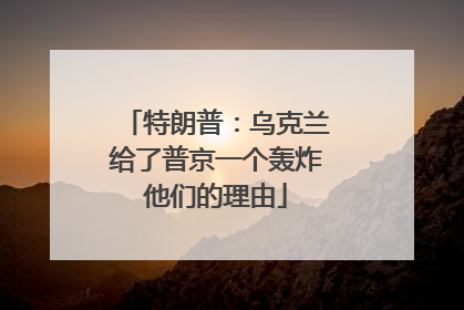 特朗普：乌克兰给了普京一个轰炸他们的理由