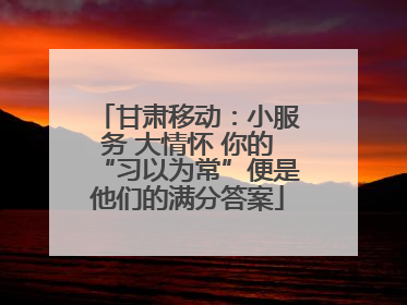 甘肃移动：小服务 大情怀 你的“习以为常”便是他们的满分答案