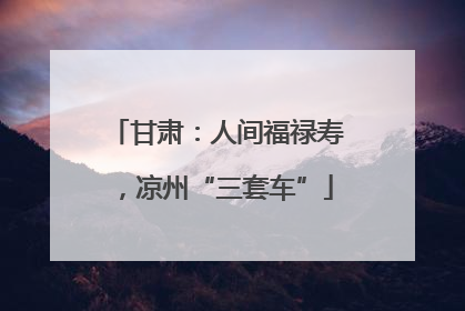 甘肃：人间福禄寿，凉州“三套车”