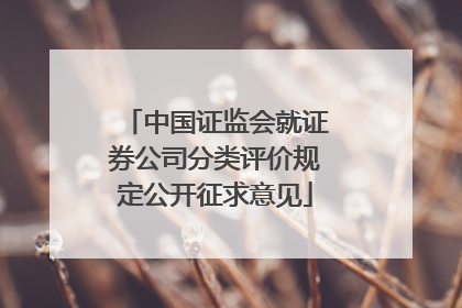 中国证监会就证券公司分类评价规定公开征求意见