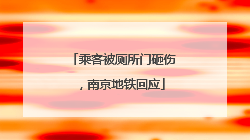乘客被厕所门砸伤，南京地铁回应