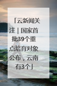 云新闻关注｜国家首批39个重点培育对象公布，云南有3个