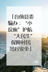 台前县委编办：“小设施”护航“大民生” 保障村民出行安全