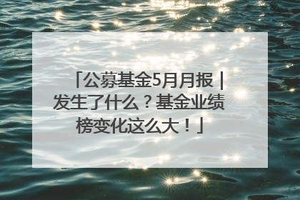 公募基金5月月报｜发生了什么？基金业绩榜变化这么大！