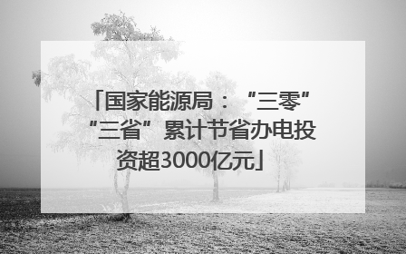 国家能源局：“三零”“三省”累计节省办电投资超3000亿元
