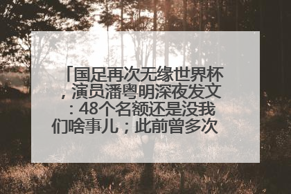 国足再次无缘世界杯，演员潘粤明深夜发文：48个名额还是没我们啥事儿；此前曾多次为国足发声