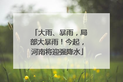 大雨、暴雨，局部大暴雨！今起，河南将迎强降水