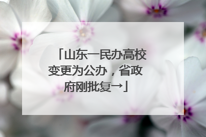 山东一民办高校变更为公办，省政府刚批复→
