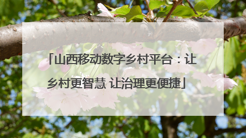 山西移动数字乡村平台：让乡村更智慧 让治理更便捷