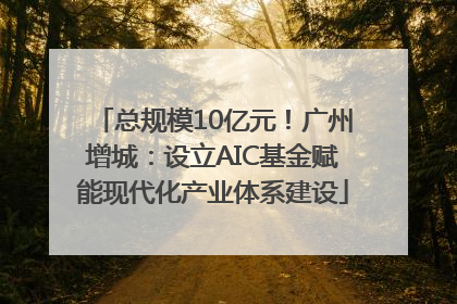 总规模10亿元！广州增城：设立AIC基金赋能现代化产业体系建设