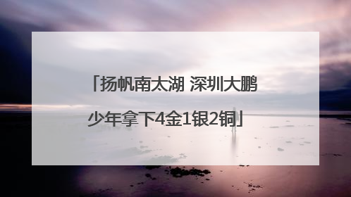 扬帆南太湖 深圳大鹏少年拿下4金1银2铜