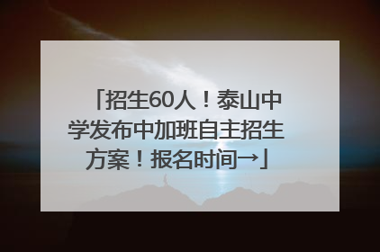招生60人！泰山中学发布中加班自主招生方案！报名时间→