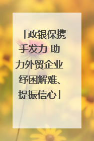政银保携手发力 助力外贸企业纾困解难、提振信心