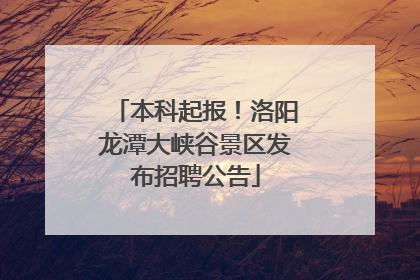 本科起报！洛阳龙潭大峡谷景区发布招聘公告