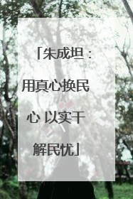 朱成坦：用真心换民心 以实干解民忧