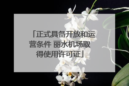 正式具备开放和运营条件 丽水机场取得使用许可证