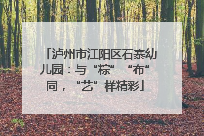 泸州市江阳区石寨幼儿园：与“粽”“布”同，“艺”样精彩