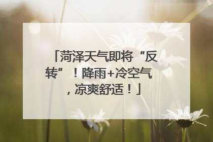 菏泽天气即将“反转”！降雨+冷空气，凉爽舒适！
