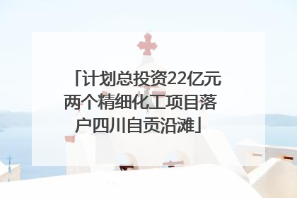 计划总投资22亿元 两个精细化工项目落户四川自贡沿滩