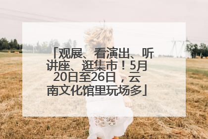 观展、看演出、听讲座、逛集市！5月20日至26日，云南文化馆里玩场多