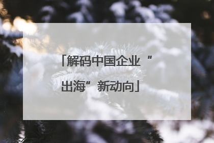 解码中国企业“出海”新动向