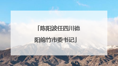 陈阳波任四川德阳绵竹市委书记