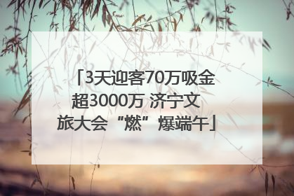 3天迎客70万吸金超3000万 济宁文旅大会“燃”爆端午