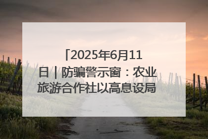2025年6月11日｜防骗警示窗：农业旅游合作社以高息设局，集资380万