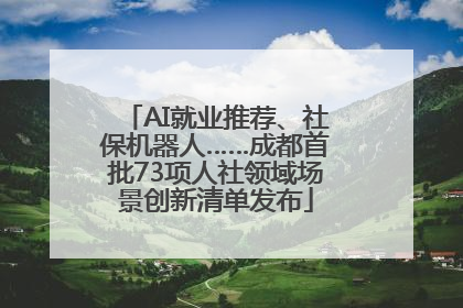 AI就业推荐、社保机器人……成都首批73项人社领域场景创新清单发布